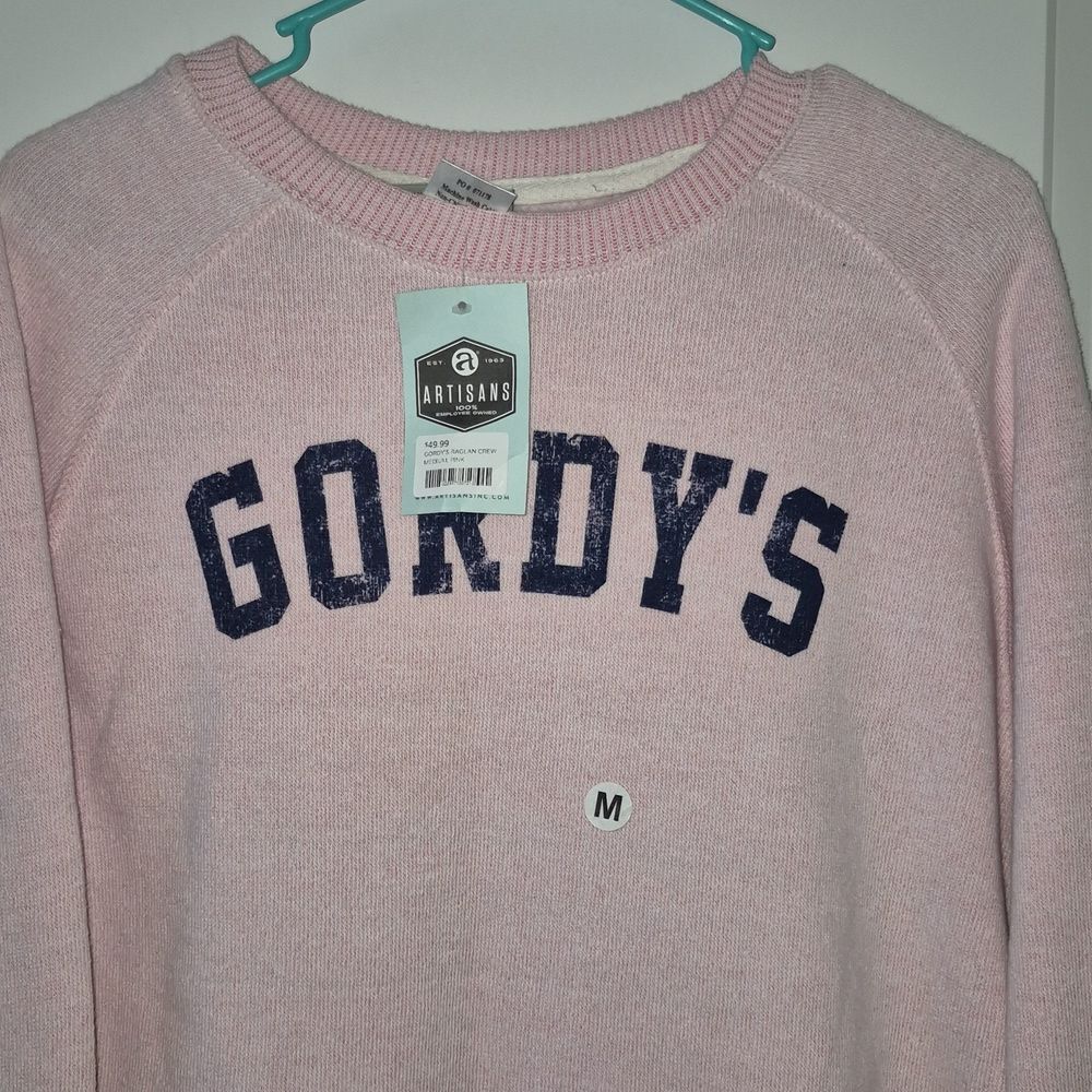 Gordy’s Marina Raglan Crew Sweatshirt PINK M NWT